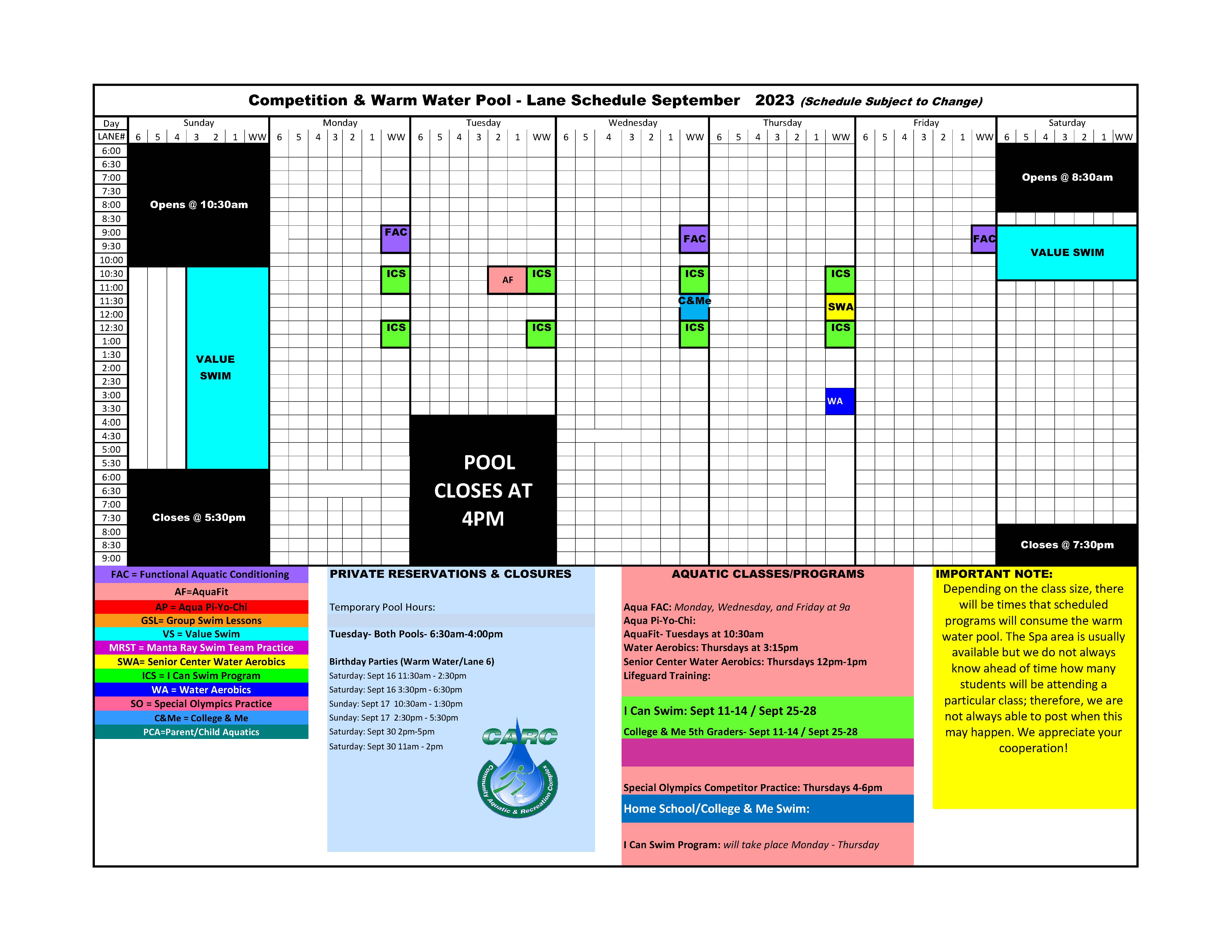 CARC Schedule