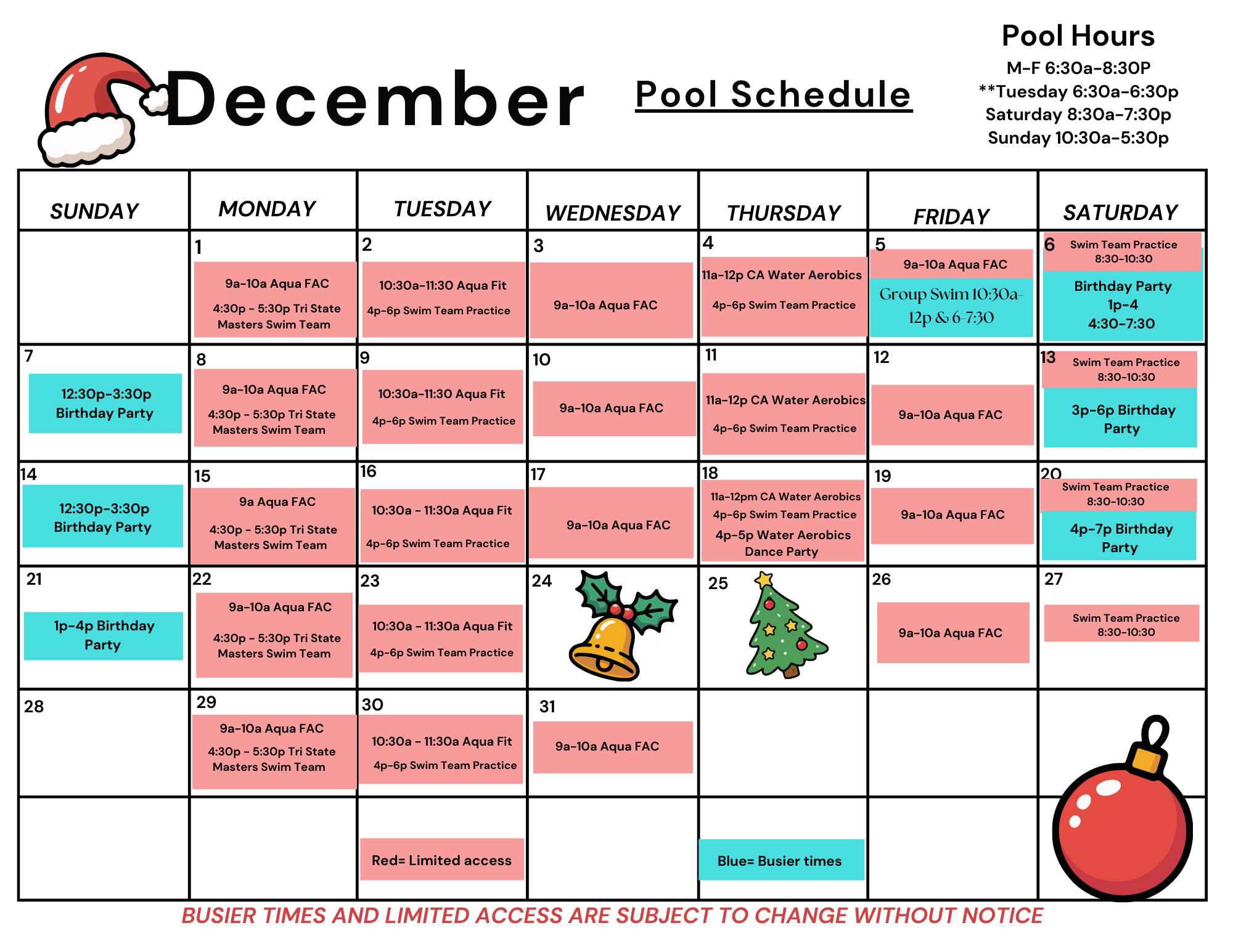 CARC Pool Schedule CARC Schedule
