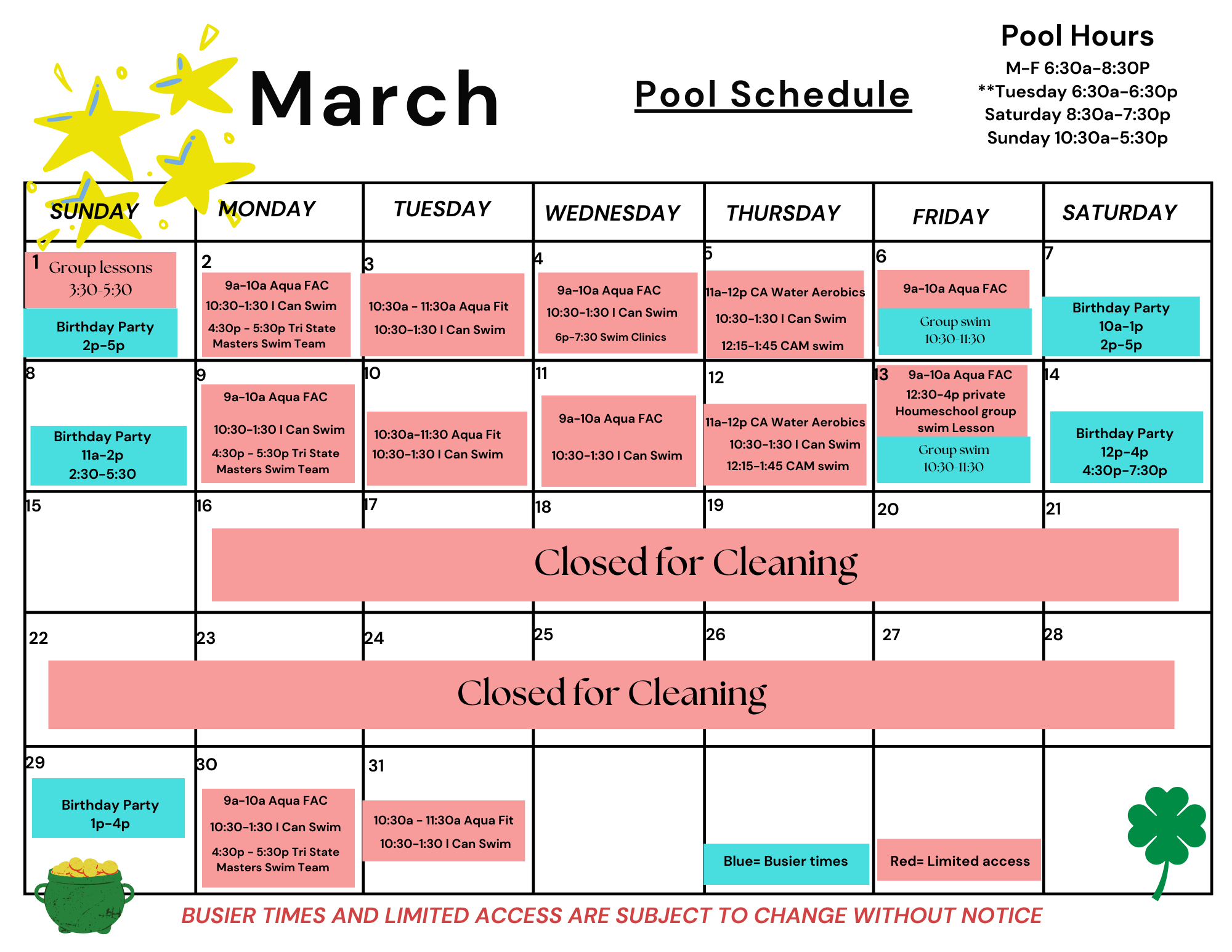 CARC Pool Schedule CARC Schedule