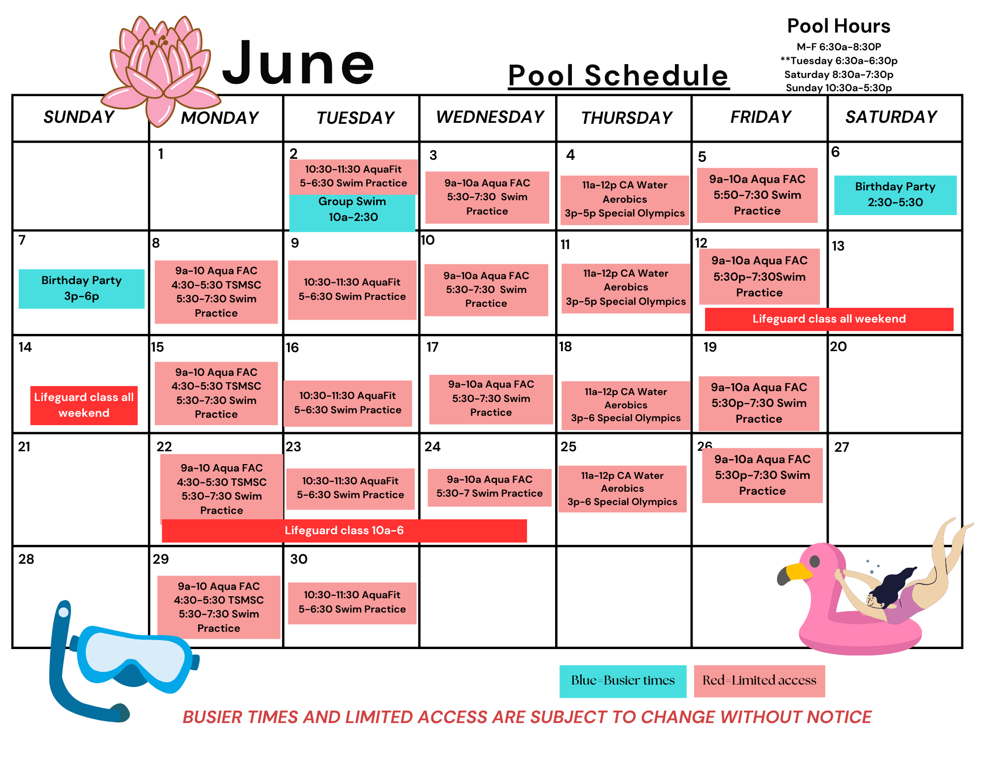 CARC Pool Schedule CARC Schedule